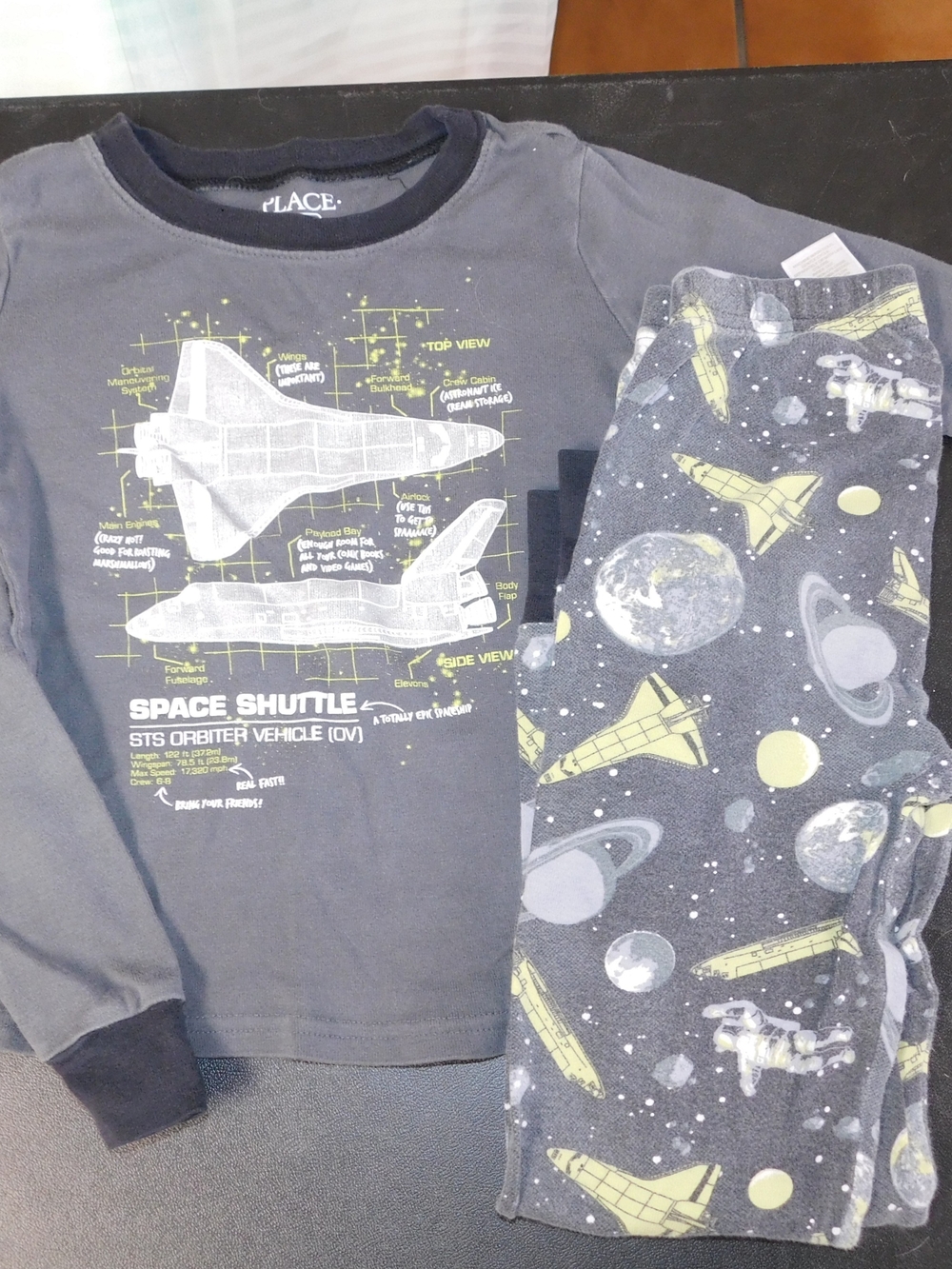 The Children's Place Gray Space Shuttle Pajama Set - Space Graphic Top & Pants